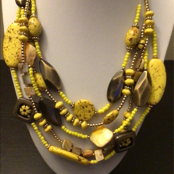 Firstmeet. Yellow Multi Strands Beads Necklace - Picture 4 of 8